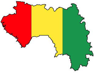Flagge und Karte von Guinea