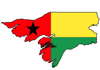Flagge und Karte von Guinea-Bissau