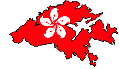 Flagge und Karte von Hong Kong