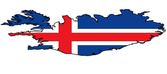 Flagge und Karte von Island