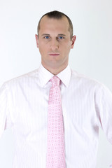 businessman in great power on whrite background