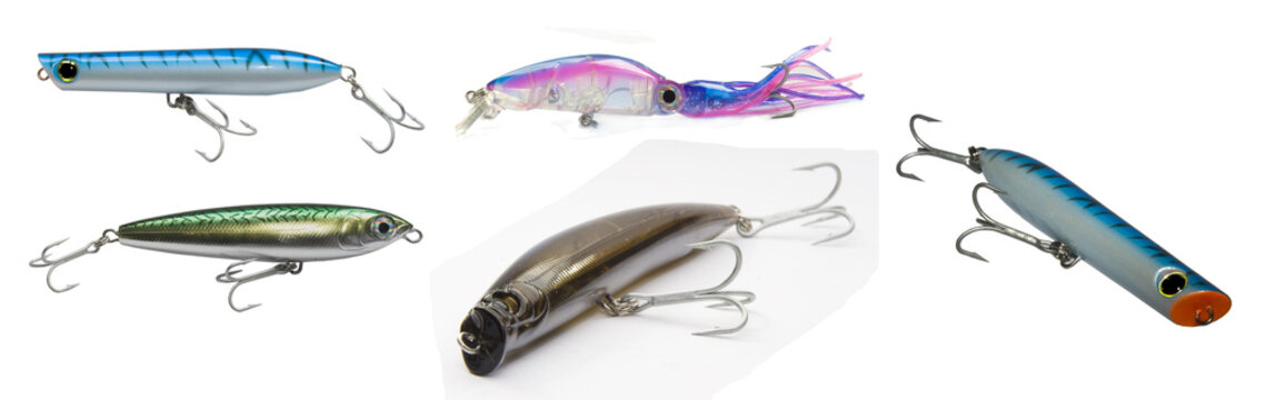 colorfull fishing lure with treble hooks