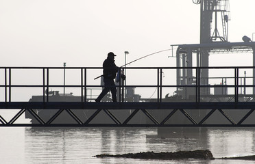 Fisherman walking