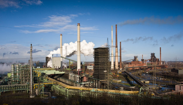 A steel complex at the river Rhine in Duisburg
