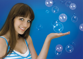 young girl with soap-bubbles