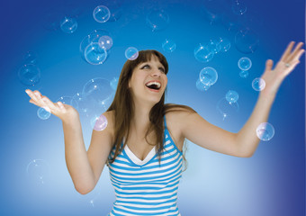 young girl with soap-bubbles