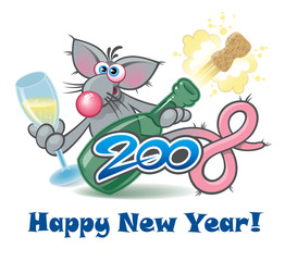 New year 2008 rat, cartoon personage