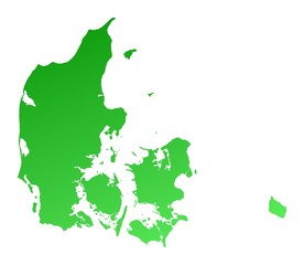 Green gradient Denmark map