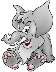 Gray Mammoth - detailed cartoon illustration