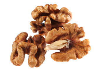 Walnut detail and set on white background