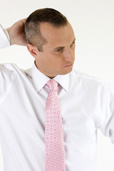 expression face of the actor on a whrite background