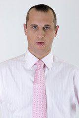 expression face of the actor on a whrite background