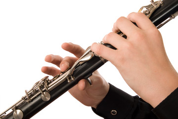 Fototapeta premium Clarinet player. It is isolated on a white background.