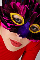 portret of lady ih red with mask, carnival © AGphotographer