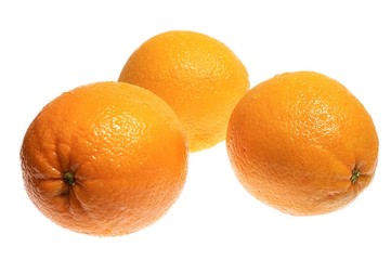 three oranges isolated on white