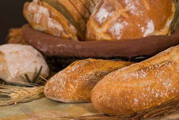 assortment of baked bread