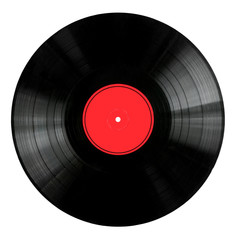 Vinyl 33rpm record with red label.  With clipping path.