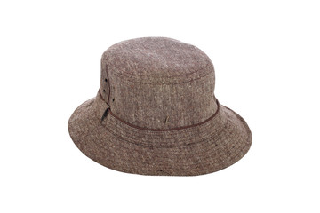 Fototapeta na wymiar A winter hat brown isolated on white background. Shallow DOF