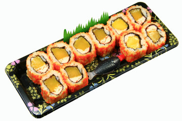 japanese california maki isolated on white background