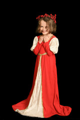 little girl dressed as princess, studio shot