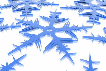 christmas snowflake in ice background.
