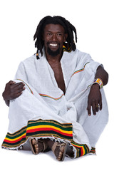portrait of rasta man with traditional clothes
