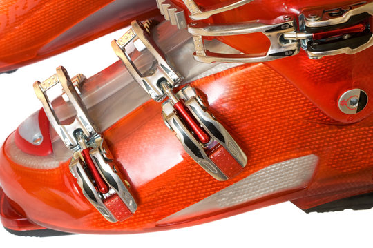 Modern perfect ski boots close-up