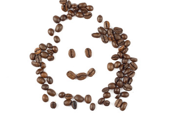 Grain de cafés et visage