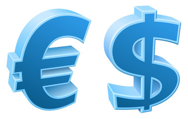 euro, dollar - vector icons