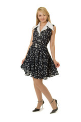 Pretty girl in black dress.