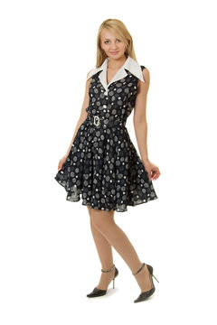Pretty girl in black dress.