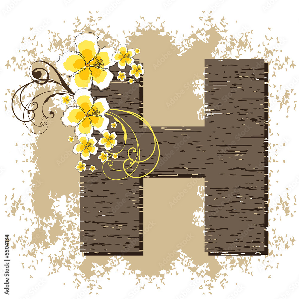 Canvas Prints yellow hibiscus grunge vintage alphabet h