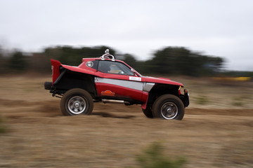 sport car at high speed with blurred background.