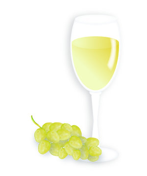 White wine and fresh grapes