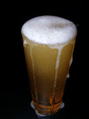 The glass of cold beer