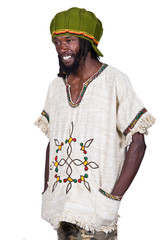 portrait of rasta man with traditional clothes