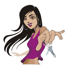 girl with keys.