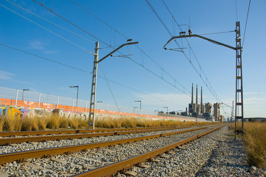Vias del tren chimeneas