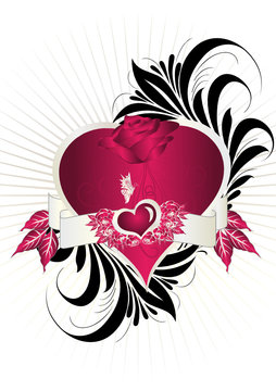 Valentinstag Hintergrund mit Herz und Banner