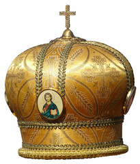 Isolated golden mitre - solemn headgear of the orthodox bishop