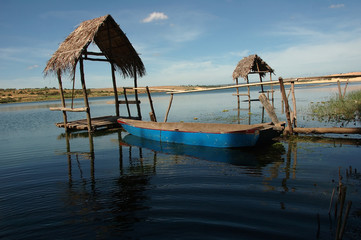 hut on a lake in vietnam