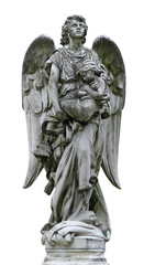 Isolated ature marble angel figurine sculpture
