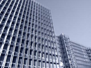 Corporate building, with industrial aspect. (Blue tone)