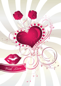 Valentinstag Hintergrund mit Herz und Rosen