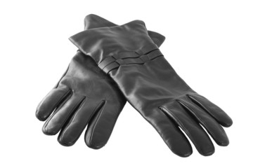 A pair of black gloves isolated on white