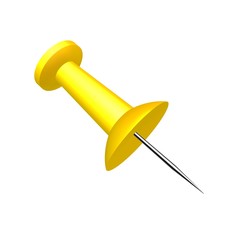 3D render of yellow push-pin