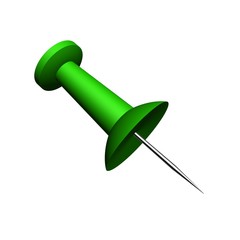 3D render of green push-pin