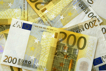 Heap of 200 euro notes