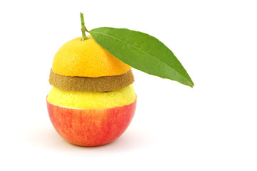 mixed fruits isolated on white background