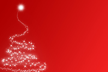 Christmas tree on red background